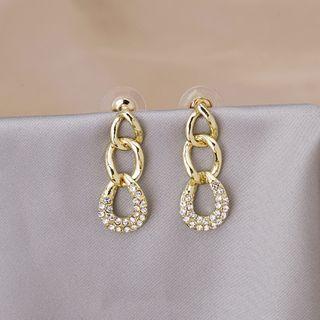 Rhinestone Chunky Chain Dangle Earring E3198 - As Shown In Figure - One Size