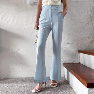 Tab-waist Boot-cut Dress Pants
