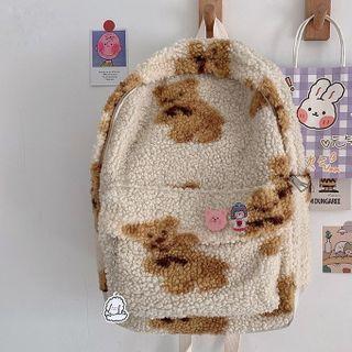 Bear Print Fleece Backpack