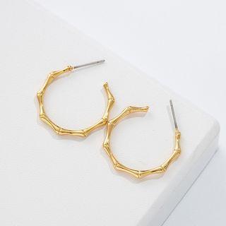 Bamboo Hoop Earring 1 Pair - Gold - One Size