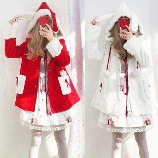 Rabbit Ear Hooded A-line Coat