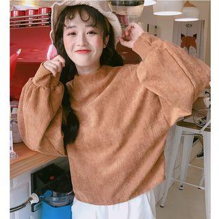 Balloon-sleeve Corduroy Pullover
