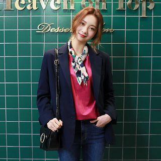 Notched-collar Long-sleeve Blazer