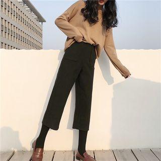 Wide Leg Wool Cropped Pants