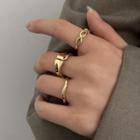 Set Of 3 : Alloy Ring (assorted Designs) Set Of 3 - Gold - One Size