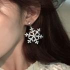 Rhinestone Snowflake Earrings 1 Pair - Silver - One Size