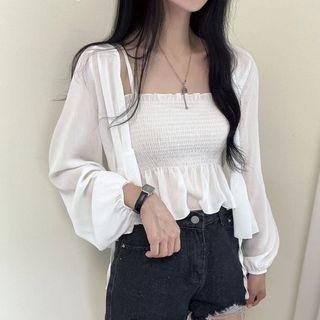 Set: Smocked Camisole + Ruffle Cardigan
