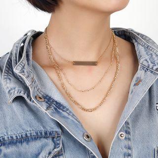 925 Sterling Silver Layered Choker Necklace Gold - One Size