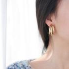 Layered Open Hoop Earring 1 Pair - 18k Gold Plating - One Size