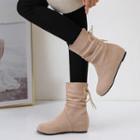 Hidden Wedge Lace-up Back Short Boots