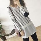 Mock Two Piece Striped Knit Pullover