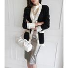 Fray-edge Contrast-trim Cardigan Black - One Size