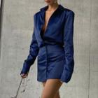 Long Sleeve Collar Satin Shirtdress