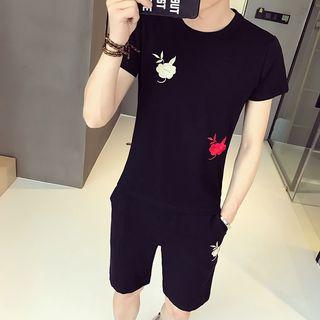 Set: Short-sleeve Embroidery T-shirt + Shorts