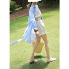 Two-way Tab-sleeve Stripe Shirtdress