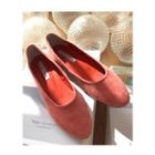 Round-toe Colored Genuine-suede Flats