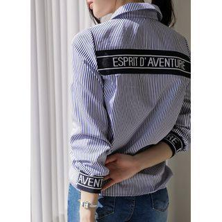Letter-trim Stripe Shirt
