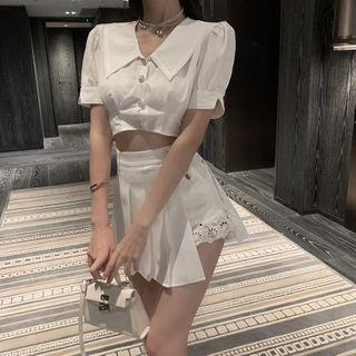 Puff Short-sleeve Shirt / Pleated Skort