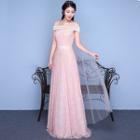 Off-shoulder Lace A-line Evening Gown