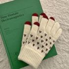 Heart-detail Touchscreen Knit Gloves