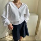 V-neck Plain Oversized Sweatshirt