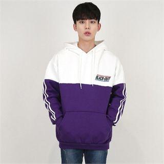 Two-tone Printed Brushed-fleece Lined Hoodie