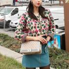 Leopard Print Sweater / Zip Mini A-line Skirt