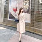 Shirred-sleeve Trench Coat With Belt