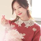 Round-neck Heart-patterned Sweater