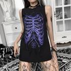 Skeleton Print Mini A-line Tank Dress