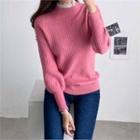 Frill-neck Bishop-sleeve Knit Top