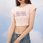 Cropped Lettering Short-sleeve Top