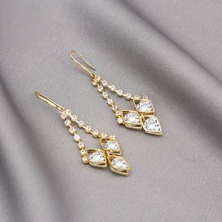 Rhinestone Drop Earring E1203-4 - 1 Pair - Gold - One Size