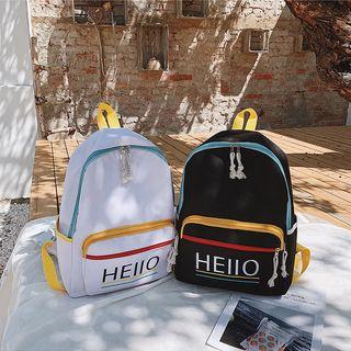 Contrast Trim Letter Canvas Backpack