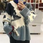 Multicolored Sweater White & Airy Blue - One Size