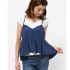 Cross Strap Ruffled Top Sapphire Blue - One Size
