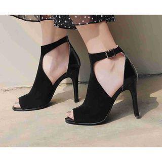Open-toe Buckled Stiletto Heels