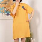 Short-sleeve Polo Dress With Brooch