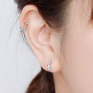 925 Sterling Silver Giraffe Cuff Earring 1 Pair - Giraffe - Silver - One Size