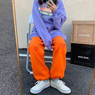 Heart-shaped Embroidered Sweatpants