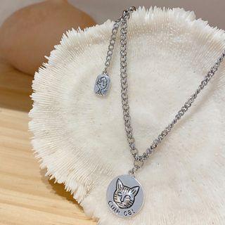 Cat Pendant Alloy Necklace Necklace - Cat - Silver - One Size
