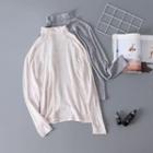 Mock-neck Knit Top Gray - One Size
