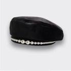 Faux Pearl Beret Black - M