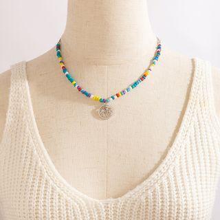 Tree Pendant Alloy Bead Necklace 1pc - Silver & Yellow & White - One Size