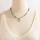 Tree Pendant Alloy Bead Necklace 1pc - Silver & Yellow & White - One Size