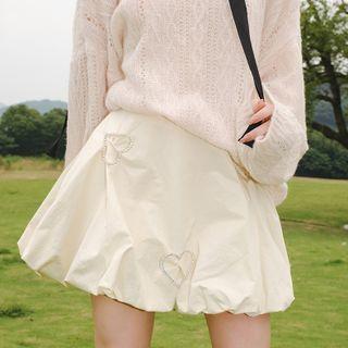 Rhinestone Heart Mini Balloon Skirt