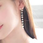 Rhinestone-bow Beaded Drop Earrings Gold - One Size