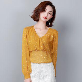 Star Chiffon V-neck Blouse