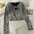 Chain-accent Leopard-print Crop Top