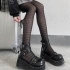 Houndstooth Mesh Tights Black - One Size